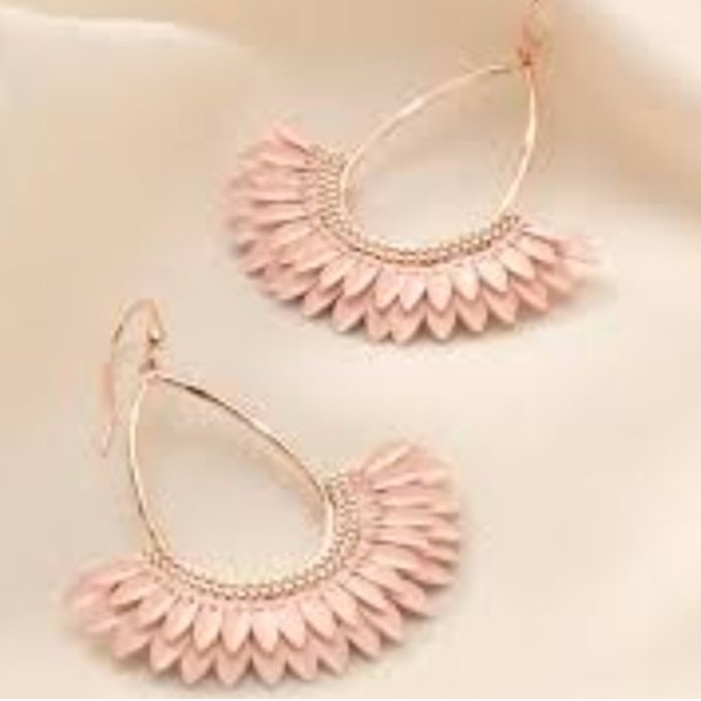 Stella & Dot Rose Gold + Pale Pink Pegasus Statement Earrings